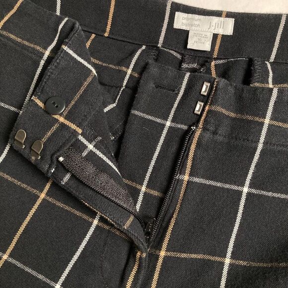 J Jill Pants 16P Women Black Gold Windowpane Check Stretch Career Holiday Office - Picture 6 of 13